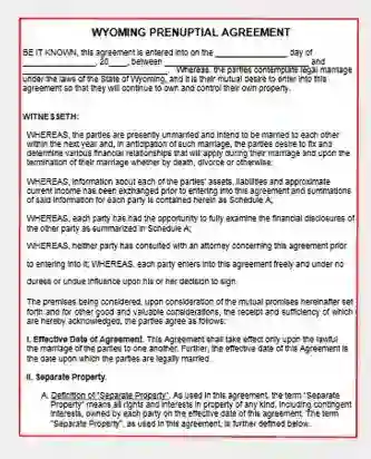 Wyoming Prenuptial Agreement Template Form PDF Word