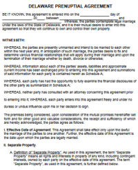 Delaware Prenuptial Agreement template pdf word
