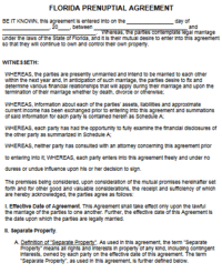 Florida Prenuptial Agreement template pdf word