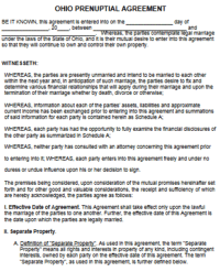 Ohio Prenuptial Agreement template pdf word
