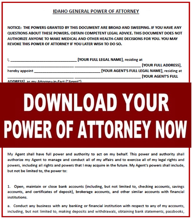 Idaho free power of attorney form durable medical sample health care pdf word