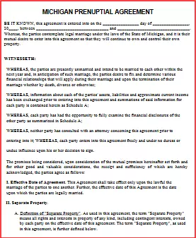 Michigan Prenuptial Agreement